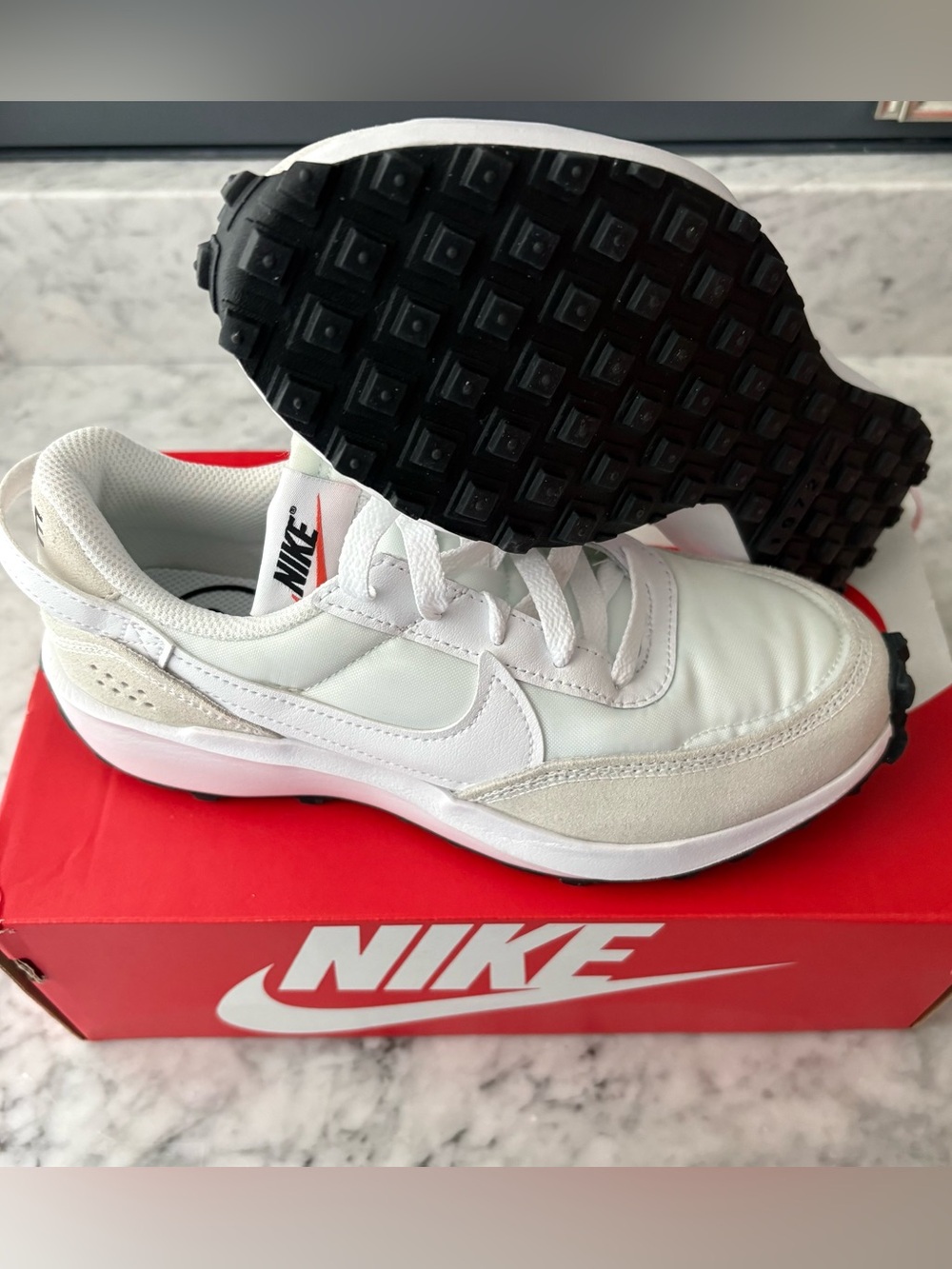 Nike White and Black Retro Runner Sneakers